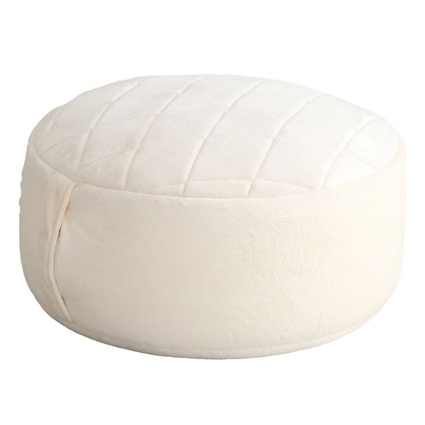 【クーポン配布中】ビーズクッション 丸型 Lサイズ 表面ダイヤ柄 ホワイト 日本製 国産 取っ手付き 円形 ビーズクション ビッグ クッション フロアクッション【代引不可】