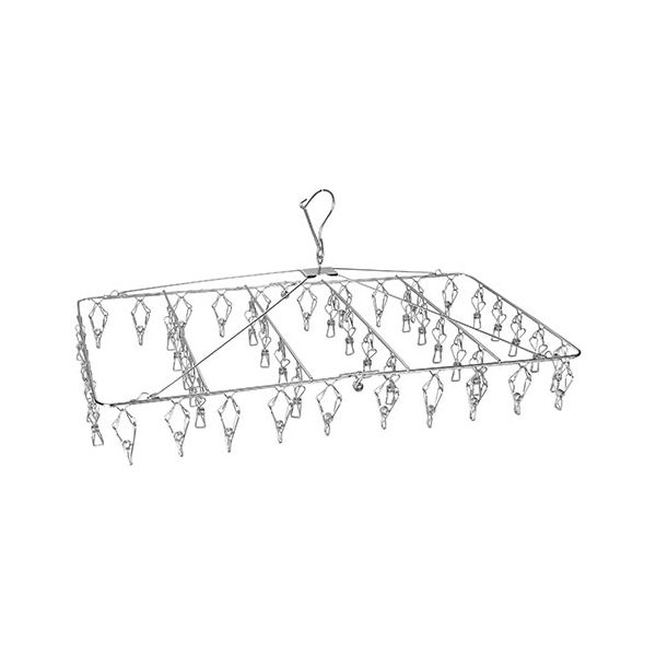 折りたたみステンレスピンチハンガー角型48ピンチ 風が吹いても竿から外れにくいフックストッパー付 SHS-48F