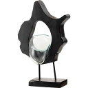 【クーポン配布中】ガラス オブジェ 置物 約幅26cm ブラック 天然木 チーク 花瓶 プランター 置き物 インテリア雑貨 インテリア家具 完成品
