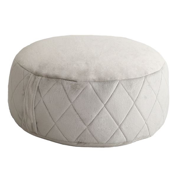 【ポイント20倍】ビーズクッション 約幅52.5cm 丸型 Lサイズ 側面ダイヤ柄 グレー 日本製 取っ手付 大人かわいいインテリア リビング ソファー【代引不可】