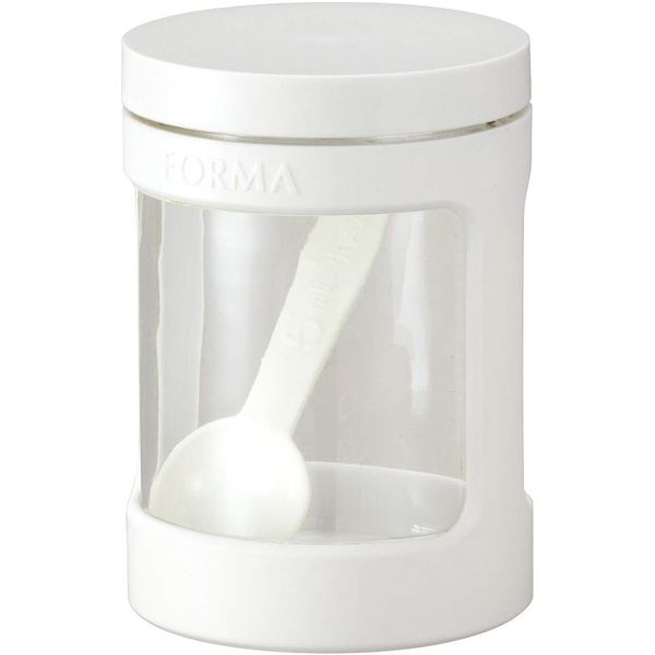 【ポイント20倍】【2個セット】 フォルマ ガラスポット(ミニ) 計量スプーン付 ホワイト (調味料入れ)