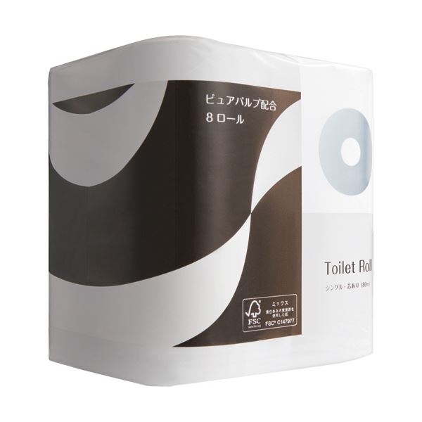 【ブラックフライデーでP最大47倍】TANOSEE トイレットペーパーパルプブレンド シングル 芯あり 80m 1セット(96ロール:8ロール×12パック)