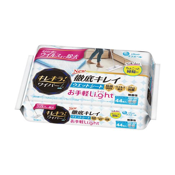 【クーポン配布中】（まとめ） 大王製紙エリエール キレキラ！ワイパー 徹底キレイ ウエットシート Light 1パック（44枚：22枚×2袋） 【×5セット】