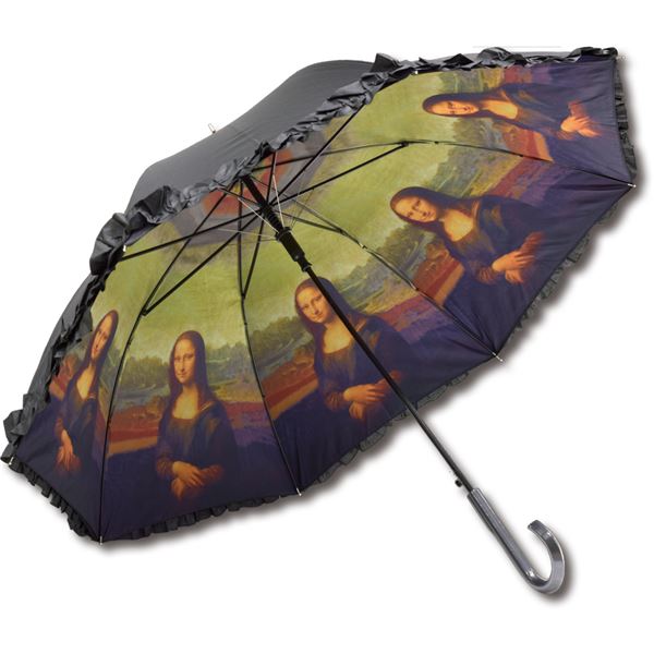 【スーパーSALEでP最大47倍】ユーパワー 名画フリルジャンプ傘 晴雨兼用 レオナルド・ダ・ヴィンチ「モナリザ」