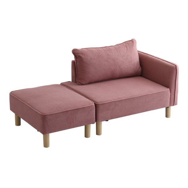 【クーポン配布中】コーデュロイ生地 コンパクトカウチソファ ピンク【代引不可】