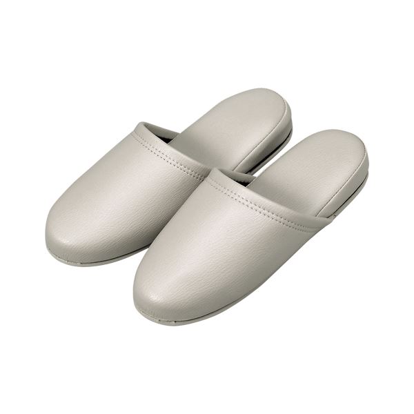 【クーポン配布中&ブラックフライデー対象】オーミケンシ 抗菌レザー調スリッパ 10足組 36053 ホワイト..