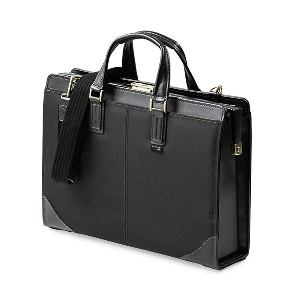 【ポイント20倍】サンワダイレクト 日本製ビジネスバッグ(肩掛け・ショルダー対応・鎧布生地・ダレスバッグ・ブラック) 200-BAG164BK 1個