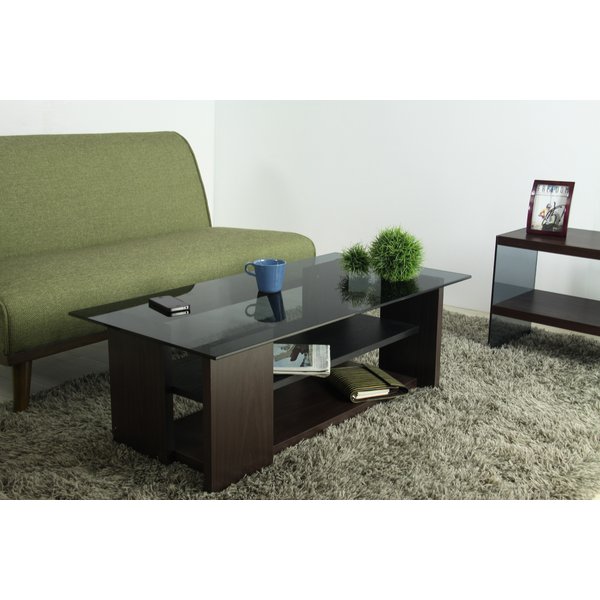 【クーポン配布中】ガラストップテーブル 長方形 強化ガラス製 SO-100BR ブラウン