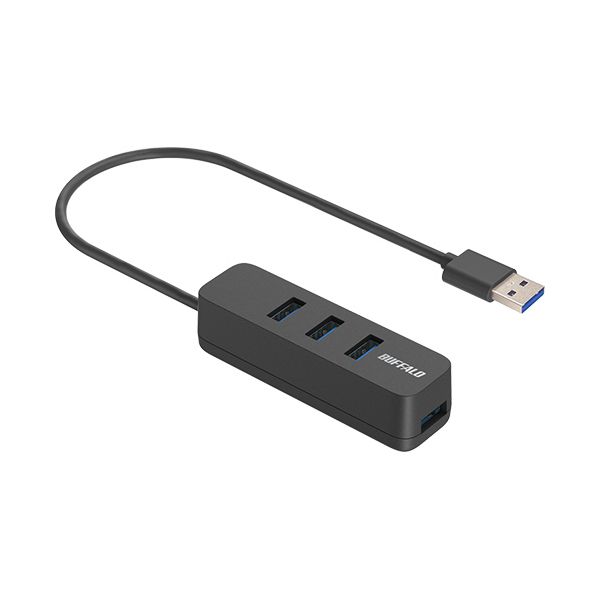 (まとめ) バッファロー USB-A 3.2(Gen1)バスパワー上挿しハブ 磁石付 4ポート ブラック BSH4U320U3BK 1個 【×2セット】