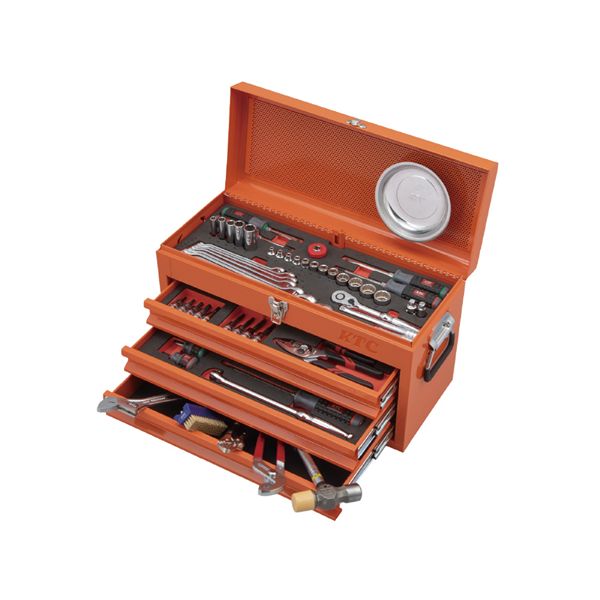 KTC 京都機械工具 80点組 9.5SQ 自動車・二輪整備用 スタンダードセット ツールチェスト オレンジ SK38026XCR