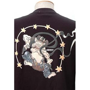 【クーポン配布中】語れる立体和柄ロングTシャツ S-1469／ガンマン雷神 L(NP)