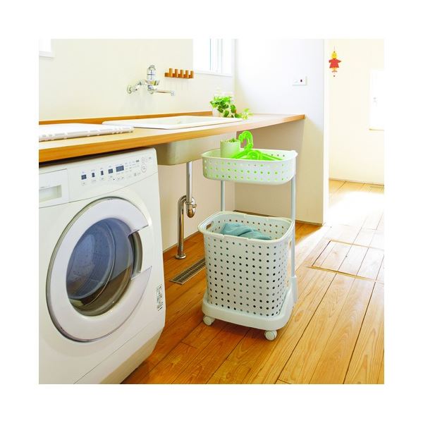 【ポイント20倍】レクエアランドリーバスケット2段ホワイト
