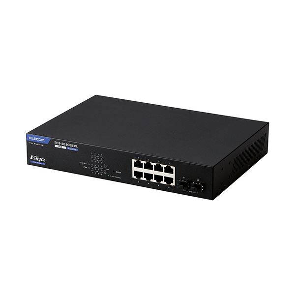 【クーポン配布中】エレコムレイヤー2 Giga対応 PoE Webスマートスイッチ RJ-45×8ポート SFP×2ポート ファンレスEHB-SG2C08-PL 1台