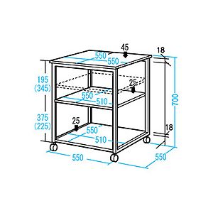 【ポイント20倍】TANOSEE プリンターワゴン レーザープリンター用 W570×D550×H700mm 1台 3