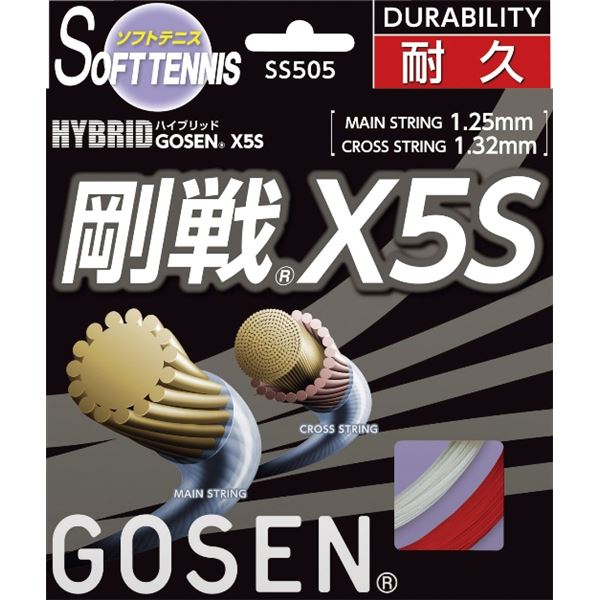 【ポイント20倍】GOSEN（ゴーセン） ハイブリッド 剛戦X5S レッド SS505RE