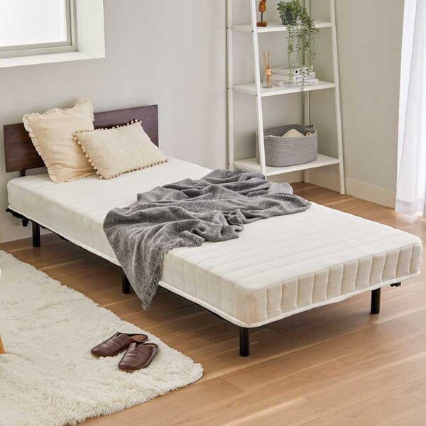 脚付マットレスベッド（ヘッドボード付） ブラウン 引き出しなし 組立品