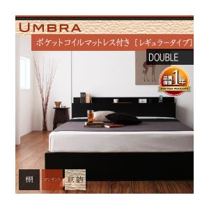 【ポイント20倍】収納ベッド ダブル【Umbra】【スタンダードポケットコイルマットレス付き】 フレームカラー：ブラック マットレスカラー：ブラック 棚・コンセント付き収納ベッド【Umbra】アンブラ【代引不可】