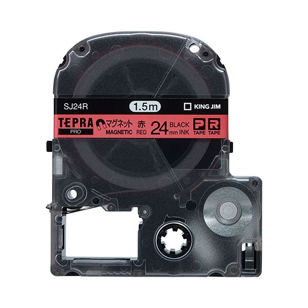 【クーポン配布中】(まとめ) キングジム テプラ PRO テープカートリッジ マグネットテープ 24mm 赤/黒文字 SJ24R 1個 【×3セット】