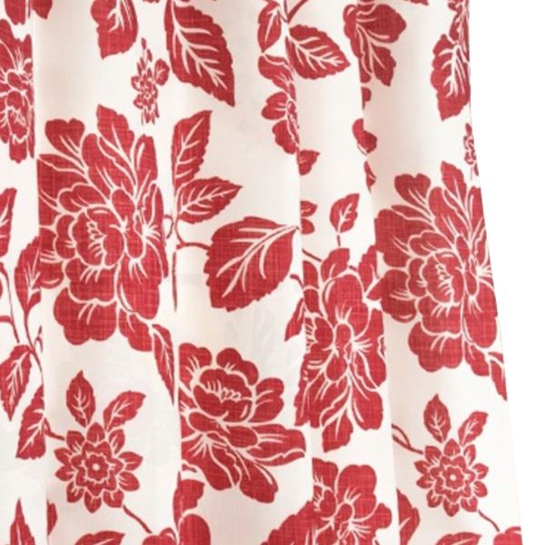 【クーポン配布中】間仕切りカーテン / 幅60-110×丈135cm レッド 花柄 / フック リングランナー付 アジ..