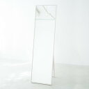 【スーパーセール割引商品】細枠スタンドミラー 幅42cm(ホワイト/白) 天然木/姿見鏡/ワイド/高級感/木製/飛散防止加工/折りたたみ/北欧風/日本製/完成品/NK-3(3)