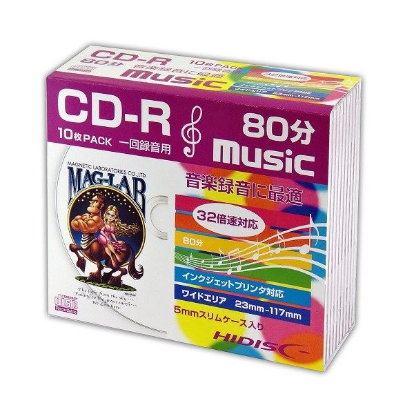 【ポイント20倍】(まとめ)HIDISC CD-R 音楽用5mmスリムケース10P HDCR80GMP10SC【×5セット】