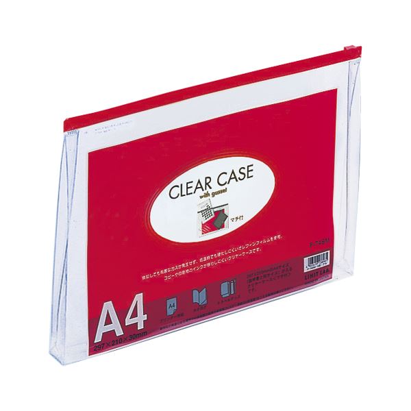 【クーポン配布中】（まとめ） リヒトラブ クリヤーケース 再生オレフィン製 A4判 F-74SM 赤 1枚入 【×10セット】