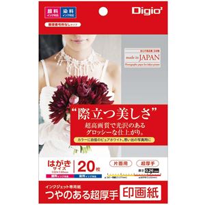 楽天インテリアの壱番館【ポイント20倍】（まとめ） Digio2 インクジェットプリンタ用紙 印画紙タイプ PC／20枚 JPSK2-PC-20【×5セット】