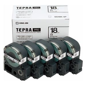 【ポイント20倍】キングジム テプラPROテープエコパック 白ラベル 5個入 SS18K-5P