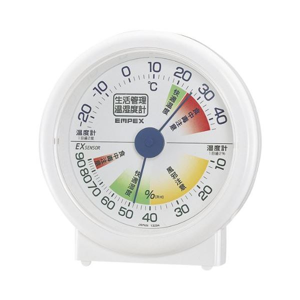 【ポイント20倍】(まとめ)EMPEX 生活管理 温度・湿度計 卓上用 TM-2401 ホワイト【×5セット】