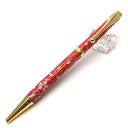 【マラソンでP最大47倍】日本製 ハンドメイド ボールペン/文房具 【桜と麻の葉 朱色】 美濃和紙 友禅紙 0.7mm 文具 オフィス用品 ステーショナリー