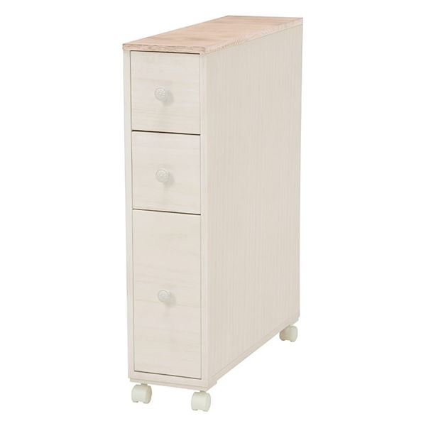 【ポイント20倍】トイレラック トイレ収納 幅16cm ホワイト アンティーク調 木製 スリム キャスター付き お手洗い 店舗 オフィス 備品【代引不可】