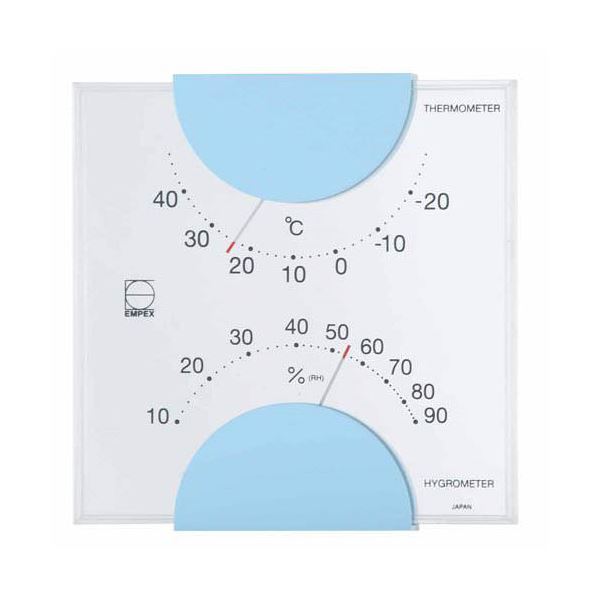 【ポイント20倍】(まとめ)EMPEX 温度・湿度計 エルム 温度・湿度計 壁掛用 LV-4906 ライトブルー【×5セット】