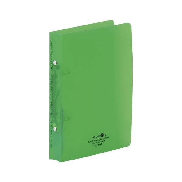 【クーポン配布中&スーパーSALE対象】（まとめ） リヒトラブ AQUA DROPs リングファイル〈ツイストリング〉 A5判タテ型（背幅32mm） F-5006-6 黄緑 1冊入 【×10セット】
