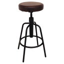 【クーポン配布中】レトロ調 カウンターチェア/バースツール 【ダークブラウン】 幅42.5cm スピンドル昇降式 スチールフレーム【代引不可】