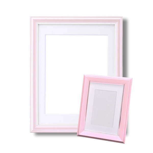 【ポイント20倍】カラー遺影額セット『メモリアルセット』　■【細い額】仏事用額・葬儀額セット(遺影額)　大小セットB(ピンク)