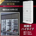 【クーポン配布中&マラソン対象】【ミラーなし】ラック 【両開きタイプ】 高さ180 奥行29 ホワイト LEDコレクションラック ワイド【代引不可】