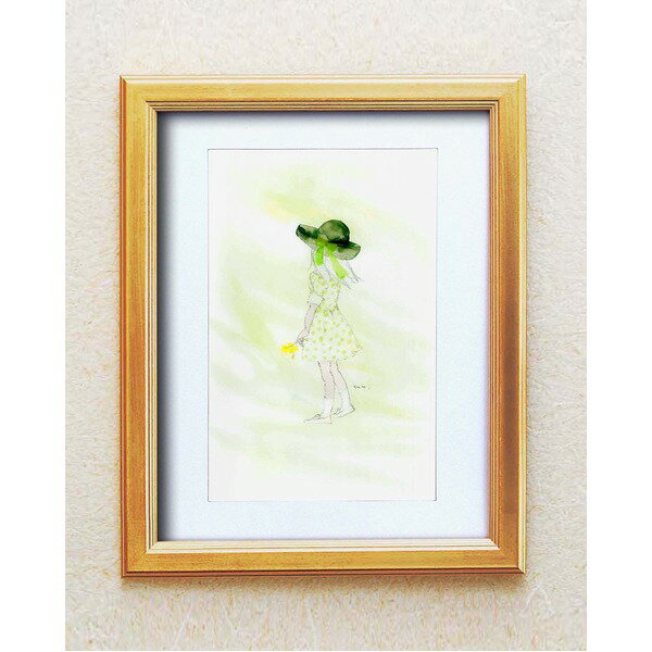 【ポイント20倍】絵画額縁/ゴールドフレーム 【いわさきちひろ/春の風】 壁掛け用 ひも付き 中身入替可 日本製