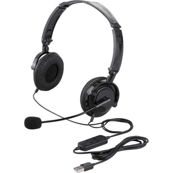 バッファロー(サプライ) 両耳ヘッドバンド式ヘッドセット USB接続/折りたたみタイプ ブラック BSHSUH13BK