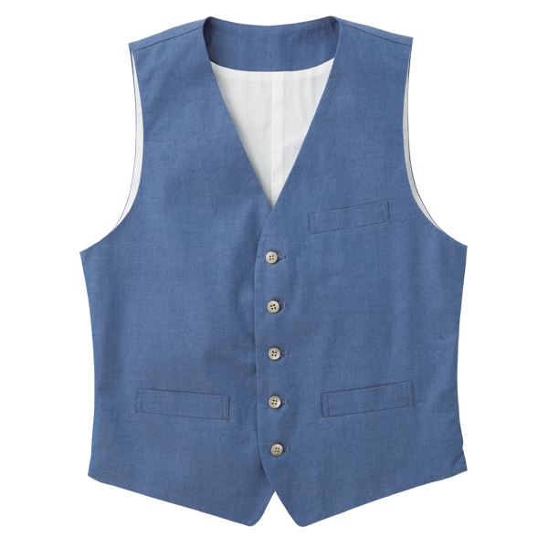 【クーポン配布中】男女兼用ダンガリーベスト ブルー LLサイズ KMV2790-2