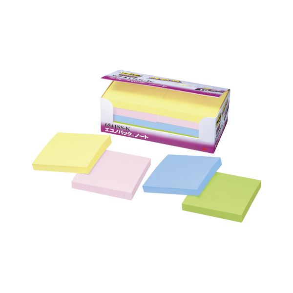 【ポイント20倍】（まとめ） 住友スリーエム ポストイット(R) エコノパック(TM)製品 強粘着シリーズ 6541SS-K イエロー ピンク ネプチューンブルー アップルグリーン 10個入 【×2セット】