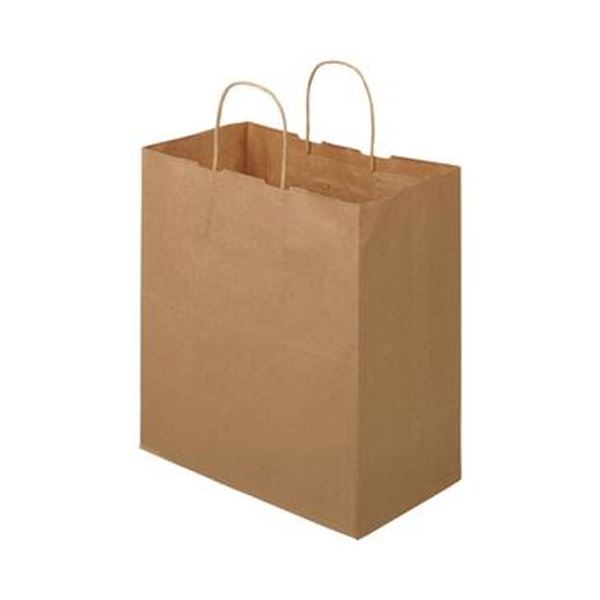 【ポイント20倍】(まとめ)TANOSEE 紙手提袋 丸紐マチ広・中 ヨコ320×タテ350×マチ幅180mm 茶無地 1パック(50枚)【×10セット】