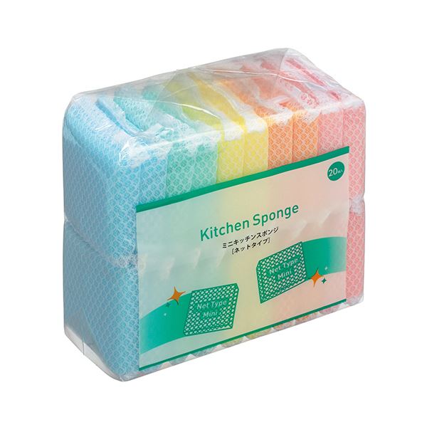 【ポイント20倍】（まとめ）TANOSEE ミニキッチンスポンジネット 1パック（20個）【×20セット】