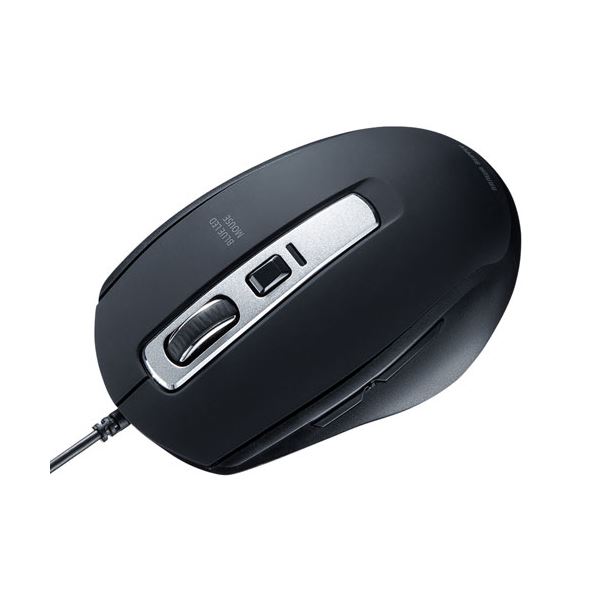 【ポイント20倍】サンワサプライ 静音有線ブルーLEDマウス(5ボタン) MA-BL163BK ブラック