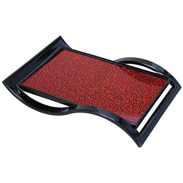 【ポイント20倍】ウェーブ盛器/和食器 【朱姫子/黒乾漆 A】 240×170×37mm 日本製 〔和食 レストラン 居酒屋 店舗 お店〕【代引不可】