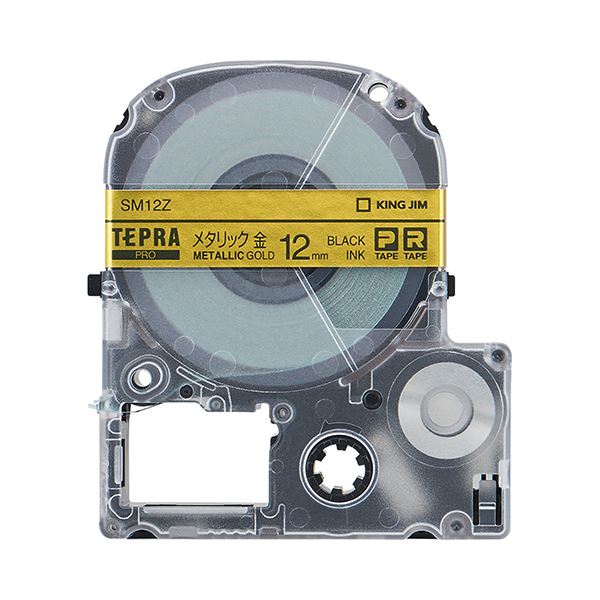 【クーポン配布中】(まとめ) キングジム テプラ PRO テープカートリッジ カラーラベル（メタリック） 12mm 金／黒文字 SM12Z 1個 【×10セット】