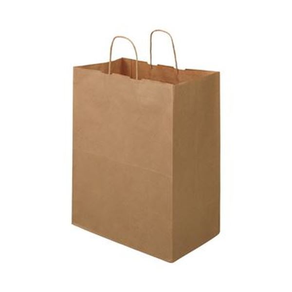 【ポイント20倍】(まとめ)TANOSEE 紙手提袋 丸紐マチ広・大 ヨコ350×タテ440×マチ幅210mm 茶無地 1パック(50枚)【×5セット】