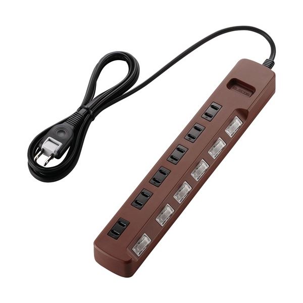 楽天インテリアの壱番館【クーポン配布中】（まとめ） エレコム 個別スイッチ付 雷ガードタップ color style 2P・6個口 ブラウン 2.0m T-BR04-2620BR 1個 【×3セット】