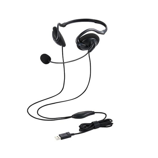 【クーポン配布中】エレコム ヘッドセット ネックバンド 有線 両耳 USB 折りたたみ式 軽量 黒 HS-NB06UBK 【クーポン配布中】エレコム ヘッドセット ネックバンド 有線 両耳 USB 折りたたみ式 軽量 黒 HS-NB06UBK
