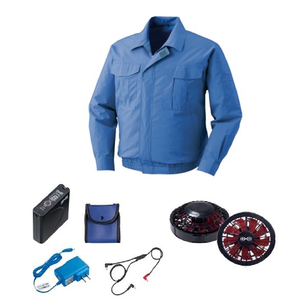 【ポイント20倍】KU90550 空調服 R 綿薄手 FAN2200BR・RD9261・LISUPER1セット ライトブルー 4L