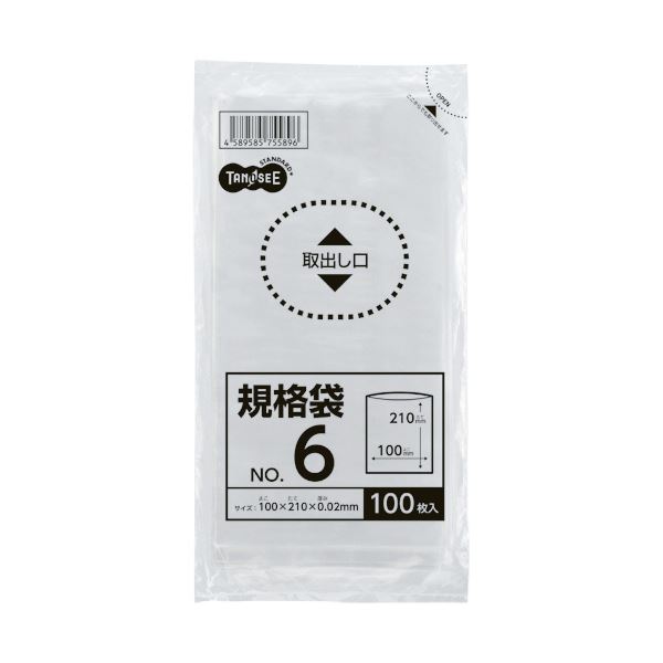 ■商品内容【ご注意事項】・この商品は下記内容×10セットでお届けします。●低密度ポリエチレンを使用したオリジナル規格袋。6号100枚入×20パックです。■商品スペックサイズ：6号色：透明寸法：タテ210×ヨコ100mm厚さ：0.02mm材質：低密度ポリエチレン(LLD)備考：※製造上、寸法・厚さに若干のバラつきがある場合がございます。■送料・配送についての注意事項●本商品の出荷目安は【1 - 5営業日　※土日・祝除く】となります。●お取り寄せ商品のため、稀にご注文入れ違い等により欠品・遅延となる場合がございます。●本商品は仕入元より配送となるため、沖縄・離島への配送はできません。[ TSHK-LTW06 ]文房具・事務用品＞ギフトラッピング用品＞その他＞＞